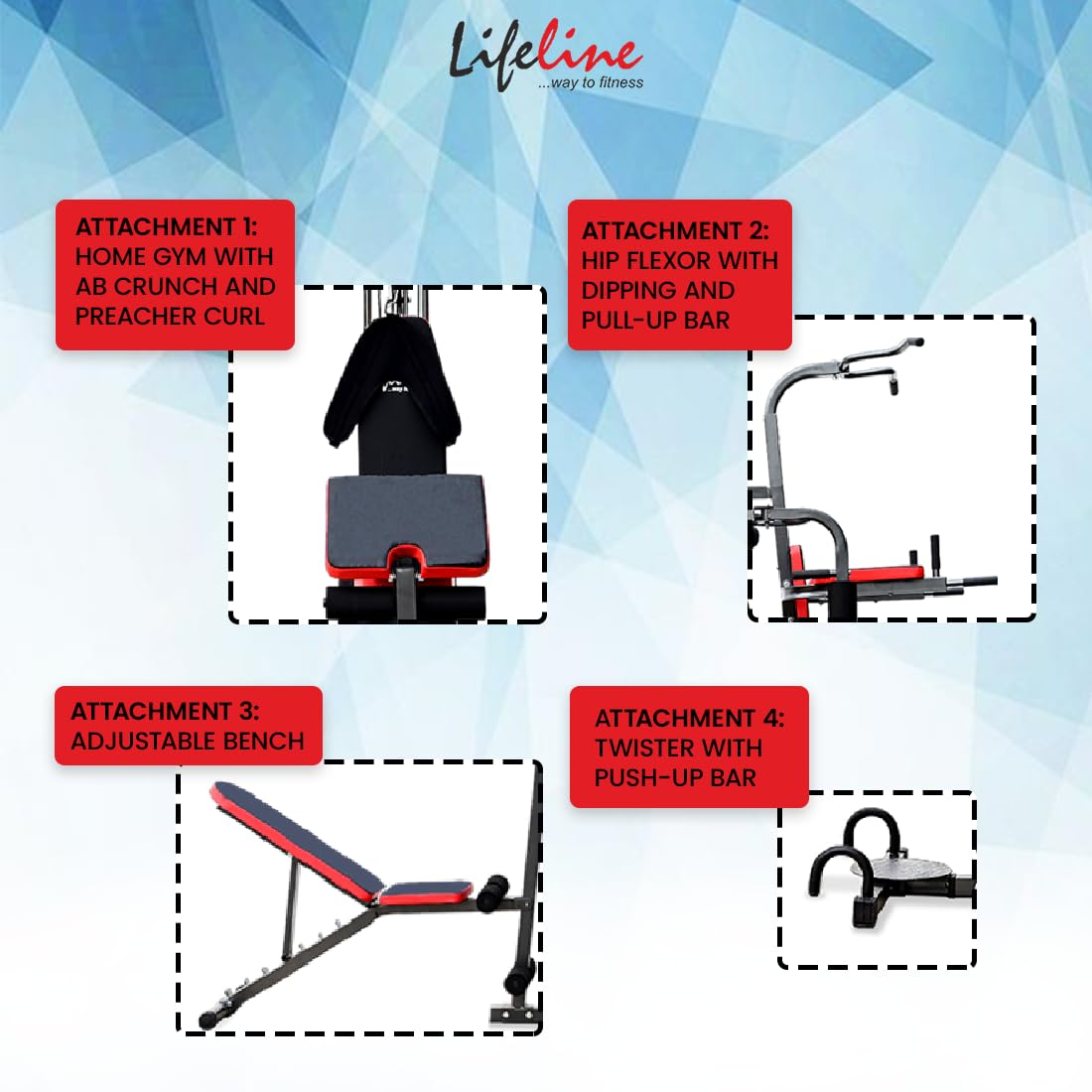 Life Line HG 300 3-Station Home Gym – 72kg Stack + Free Installation