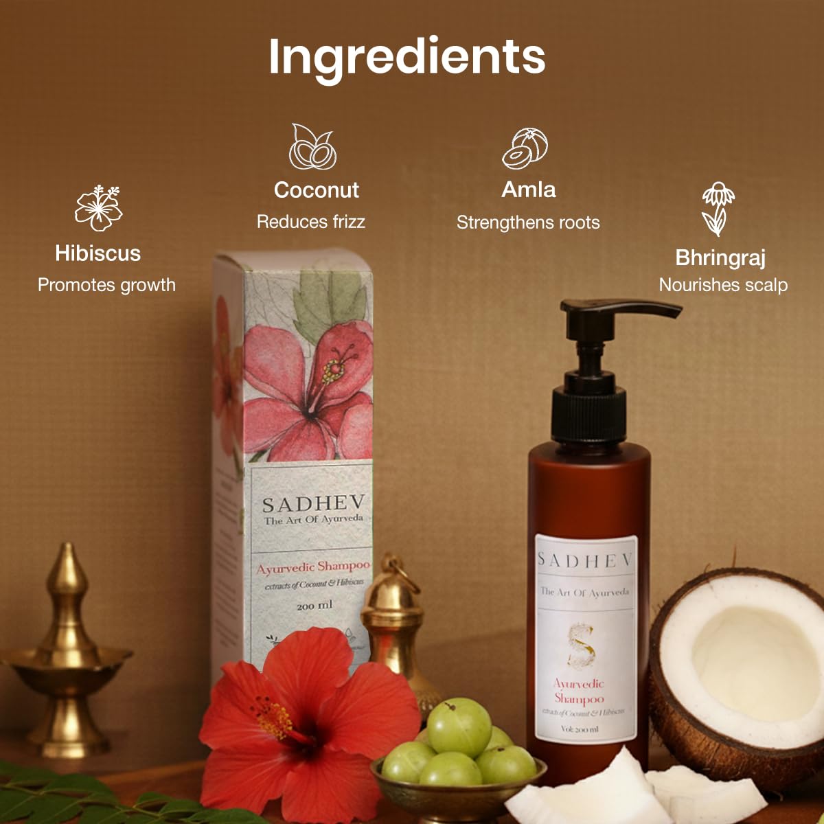 Organic Natural Hair Shampoo with Coconut and Hibiscus for Hair Fall Control