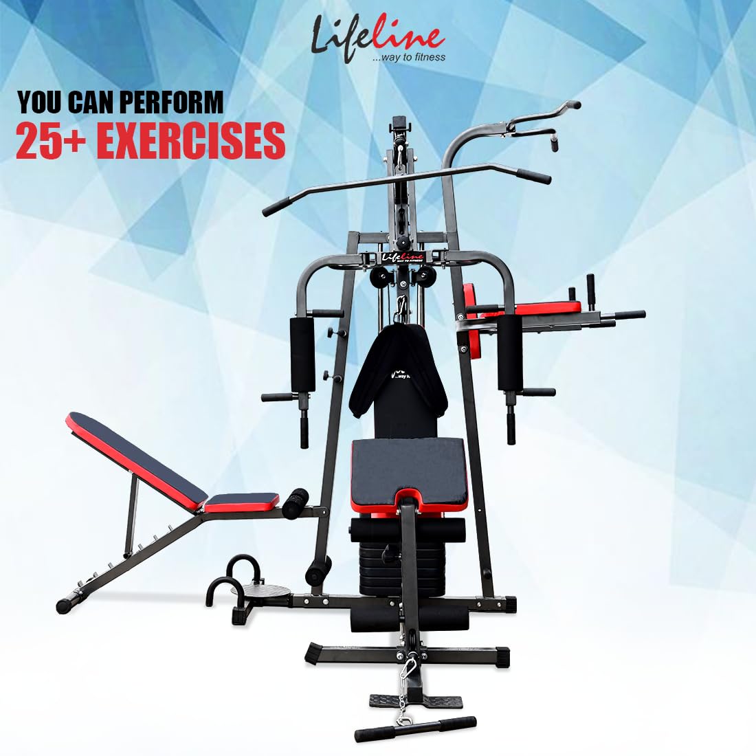Life Line HG 300 3-Station Home Gym – 72kg Stack + Free Installation