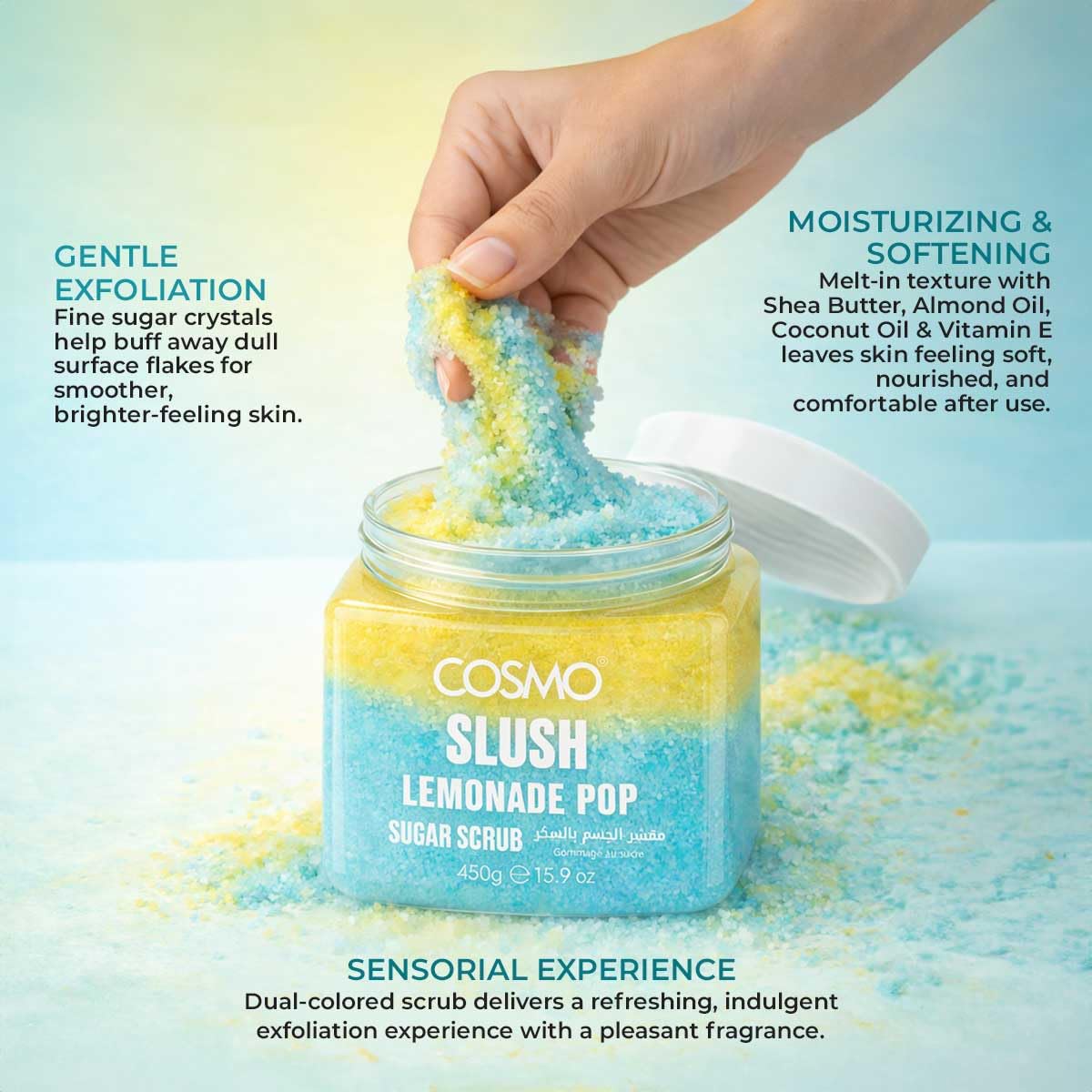 GlowFizz Lemon Sugar Body Polish for Deep Exfoliation & Hydration – 450g