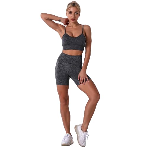 Mirafit FlexCurve Women’s Seamless 2-Piece Workout Set – High Waist Shorts & Adjustable Sports Bra Activewear